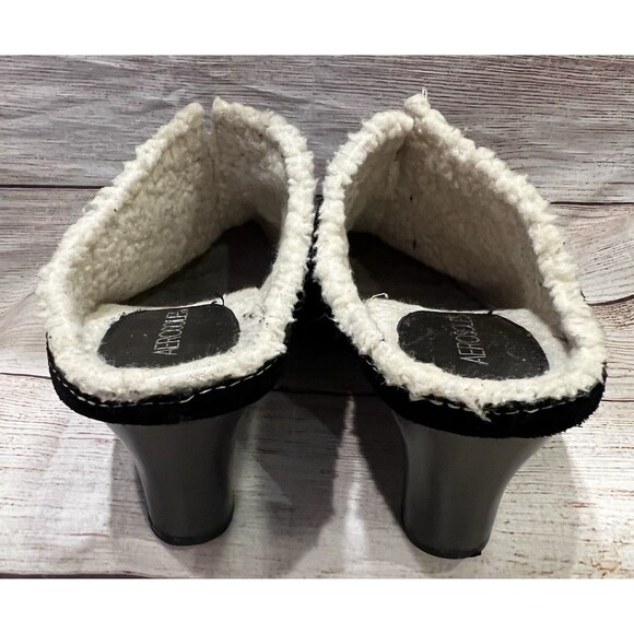 Aerosoles Cinch Shearly US 8.5 Black Suede Slide Slip On Heel Mule Clog - Picture 6 of 9